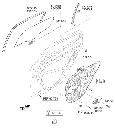 2019 Kia Cadenza MOULD Panel-Rear Door Diagram for 83481F6000