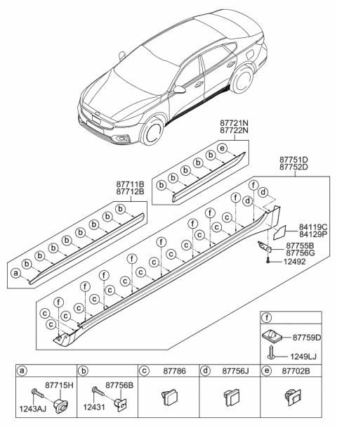 2019 Kia Cadenza MOULDING Assembly-Side S Diagram for 87752F6000