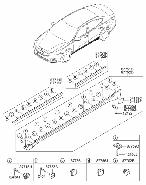 2019 Kia Cadenza MOULDING Assembly-Waist Line Diagram for 87712F6000