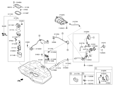 2017 Kia Cadenza Filler Neck & Hose Assembly Diagram for 31030F6500