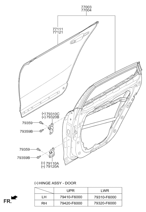 2017 Kia Cadenza Panel Assembly-Rear Door Diagram for 77004F6000