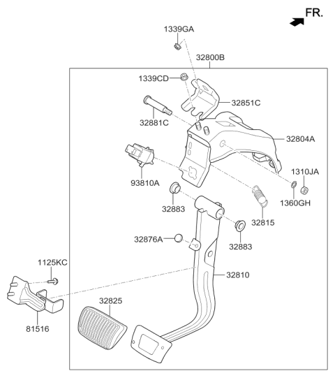 2017 Kia Cadenza Pedal Assembly-Brake Diagram for 32800C1100