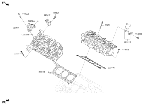 2017 Kia Cadenza Gasket-Cylinder Head Diagram for 223113L100