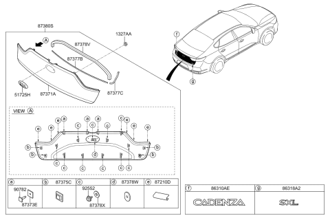 2017 Kia Cadenza Moulding-Back Panel Diagram for 87371F6000