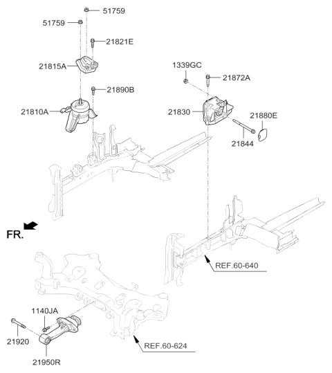 2017 Kia Cadenza Engine & Transaxle Mounting Diagram