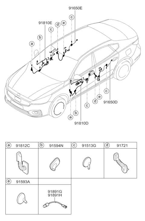 2018 Kia Cadenza Wiring Assembly-Front Door(Door Diagram for 91600F6020