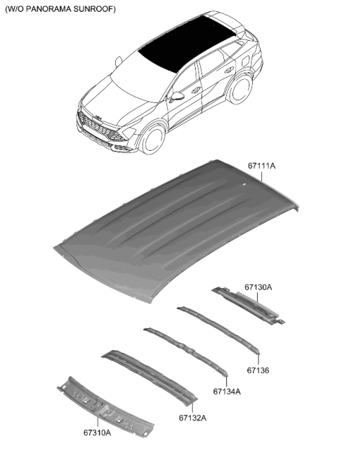 2023 Kia Sportage RAIL-ROOF CTR NO4 Diagram for 67172P1000