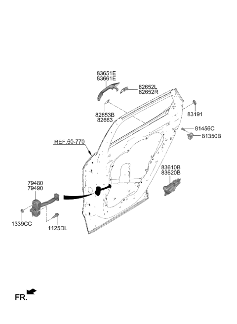 2023 Kia Sportage HANDLE ASSY-REAR DOO Diagram for 83620P1000QC1