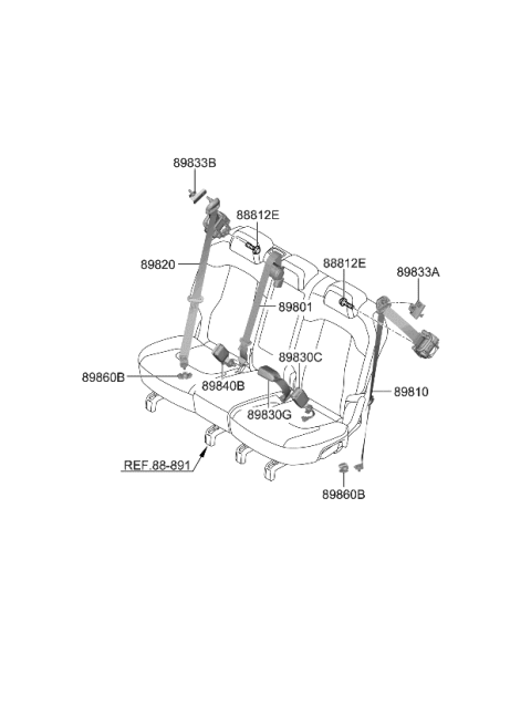 2024 Kia Sportage S/BELT ASSY-FR RH Diagram for 89880P1500GYT