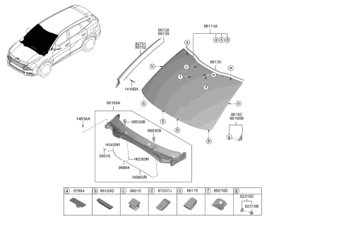 2024 Kia Sportage Windshield Glass Diagram