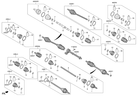 2024 Kia Sportage BEARING BRACKET & SH Diagram for 49560P0250