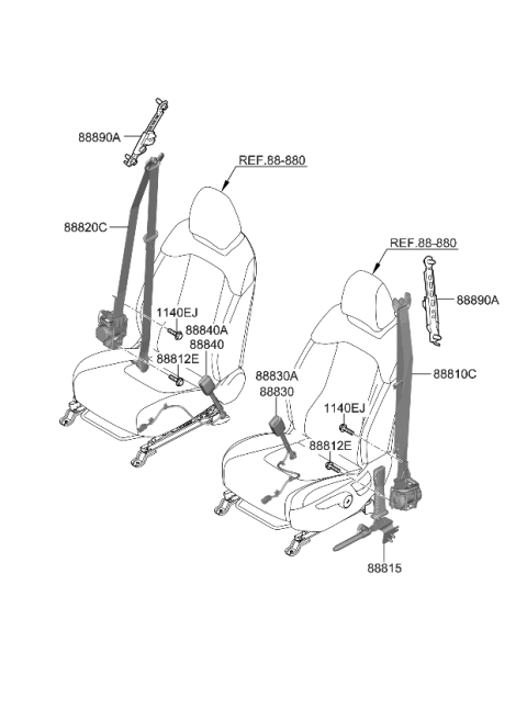 2023 Kia Sportage BUCKLE ASSY-FR S/BEL Diagram for 88840P1100WK