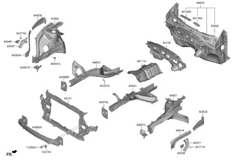 2024 Kia Sportage Fender Apron & Radiator Support Panel Diagram