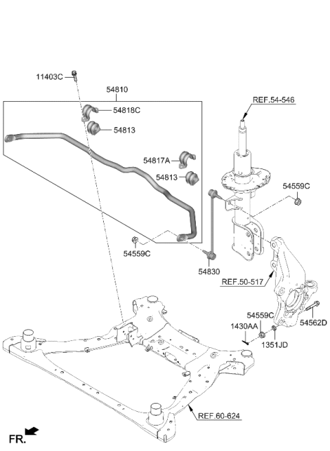 2023 Kia Sportage Front Suspension Control Arm Diagram