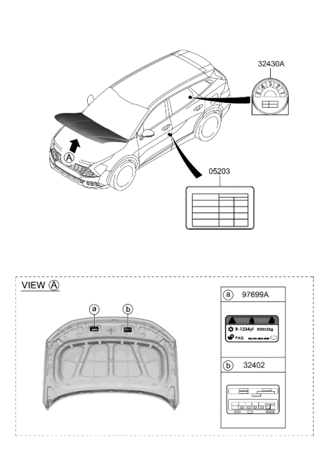 2024 Kia Sportage LABEL-TIRE PRESSURE Diagram for 05203P1410