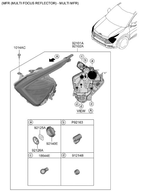 2023 Kia Sportage LAMP ASSY-HEAD,RH Diagram for 92102P1080