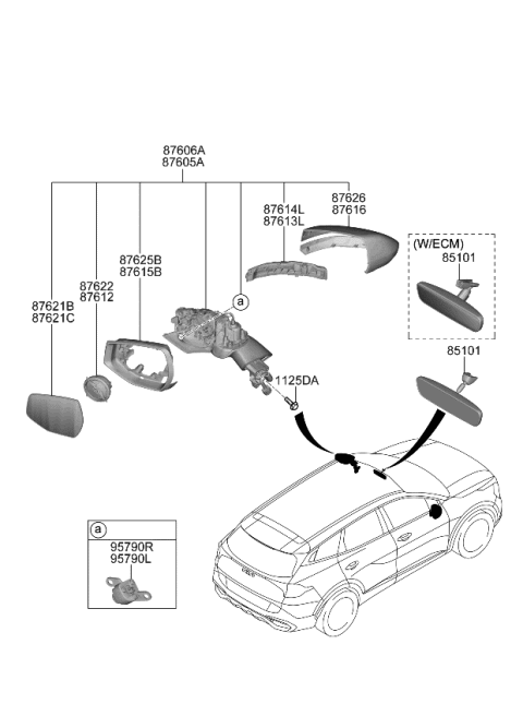 2024 Kia Sportage Hybrid Mirror-Outside Rear View Diagram