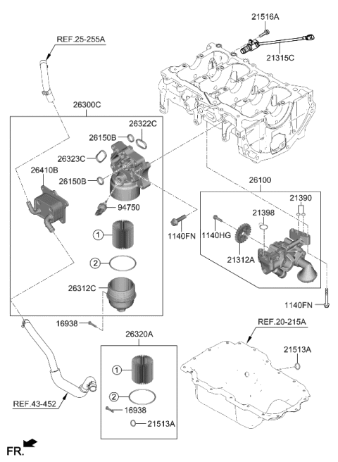 2023 Kia Sportage Hybrid Front Case & Oil Filter Diagram