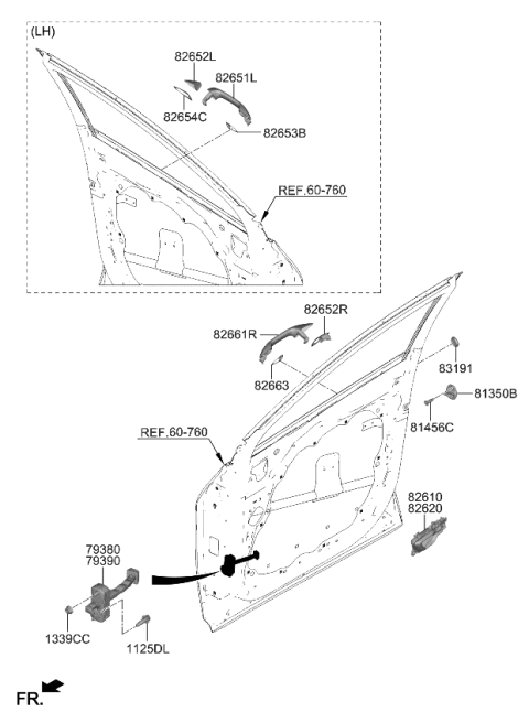 2023 Kia Sportage PAD-FR DR O/S HDL HI Diagram for 82663P1000