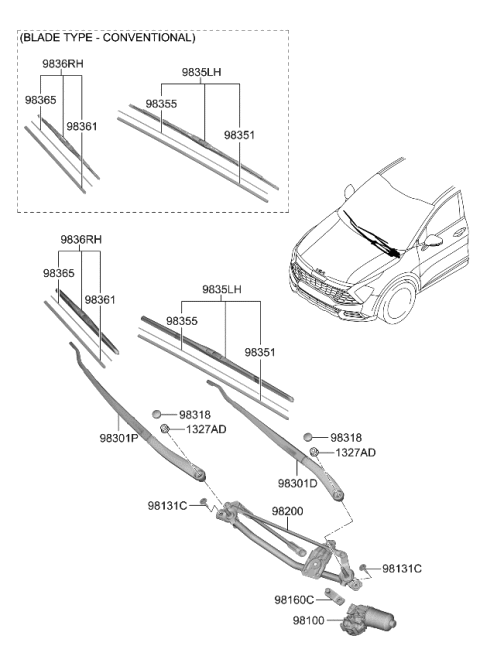 2024 Kia Sportage LINKAGE ASSY-WINDSHI Diagram for 98120P1000