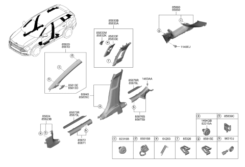 2024 Kia Sportage TRIM ASSY-RR DR SCUF Diagram for 85875CH000WK