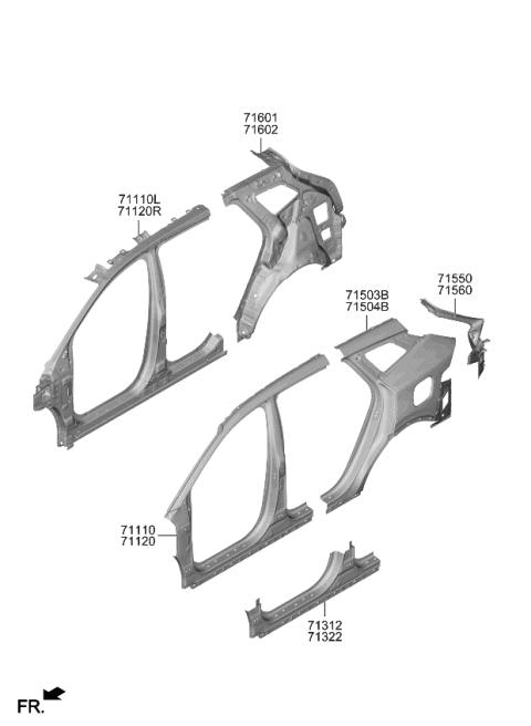 2023 Kia Sportage PANEL ASSY-PILLAR OU Diagram for 71120P1A00