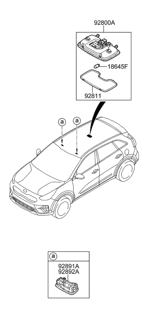 2021 Kia Niro Sunvisor & Head Lining Diagram 3