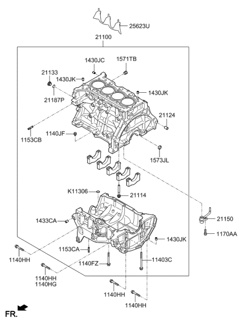 2020 Kia Niro Block Assembly-Cylinder Diagram for 304T303S00