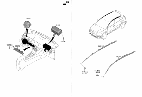 2022 Kia Niro Knee Air Bag Module Assembly Diagram for 56970G5000WK