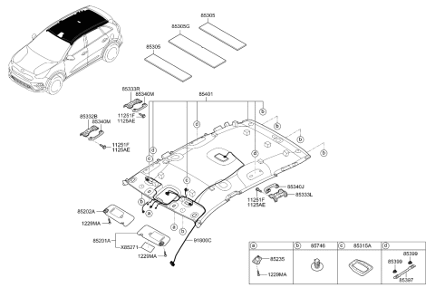 2021 Kia Niro Sunvisor & Head Lining Diagram 1