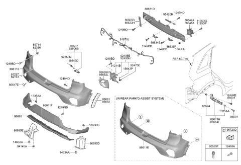 2022 Kia Niro Ultrasonic Sensor As Diagram for 99310G5000KLG