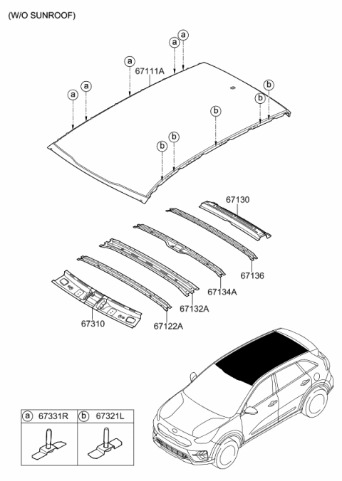 2021 Kia Niro Roof Panel Diagram 1