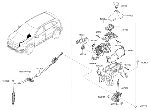 2022 Kia Niro Boot Assembly-Shift LEVE Diagram for 84645G5000CPR