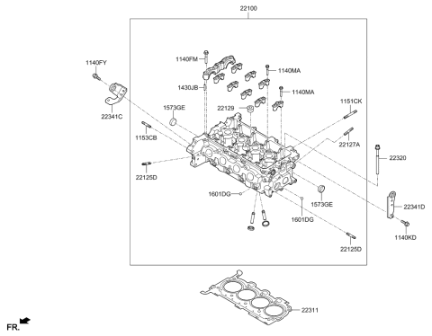 2021 Kia Niro Head Assembly-Cylinder Diagram for 2210003HA0