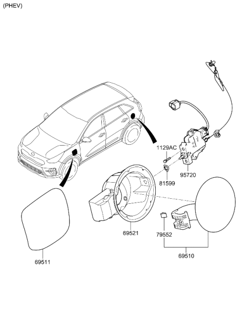 2020 Kia Niro Housing Assembly-Fuel Filler Diagram for 69513G5000