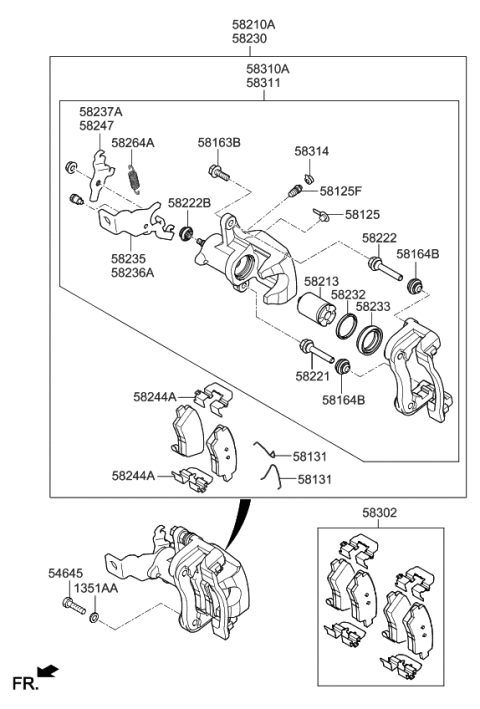 2020 Kia Niro Rear Wheel Brake Assembly Diagram for 58230G2700