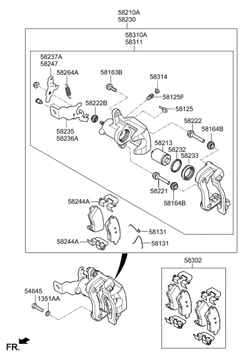 2020 Kia Niro Brake Assembly-Rear Wheel Diagram for 58210G2500