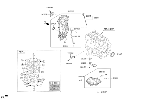 2021 Kia Niro Gasket-Oil Screen Diagram for 262592B000