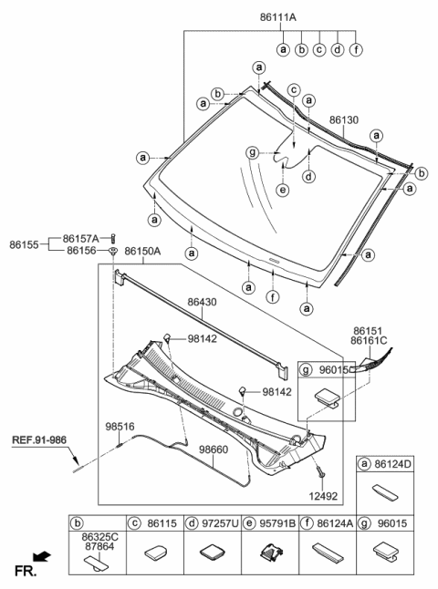 2022 Kia Niro GLASS-WINDSHIELD Diagram for 86111G5041