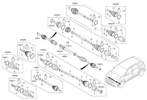 2020 Kia Niro Drive Shaft (Front) Diagram