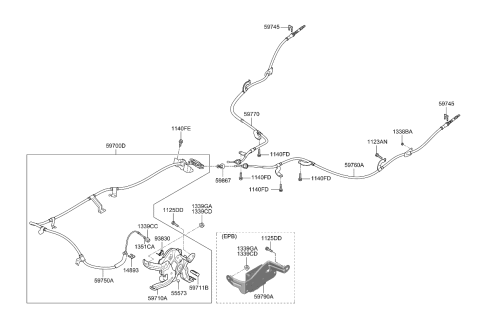 2022 Kia Niro Cable Assembly-Parking Brake Diagram for 59760G2400