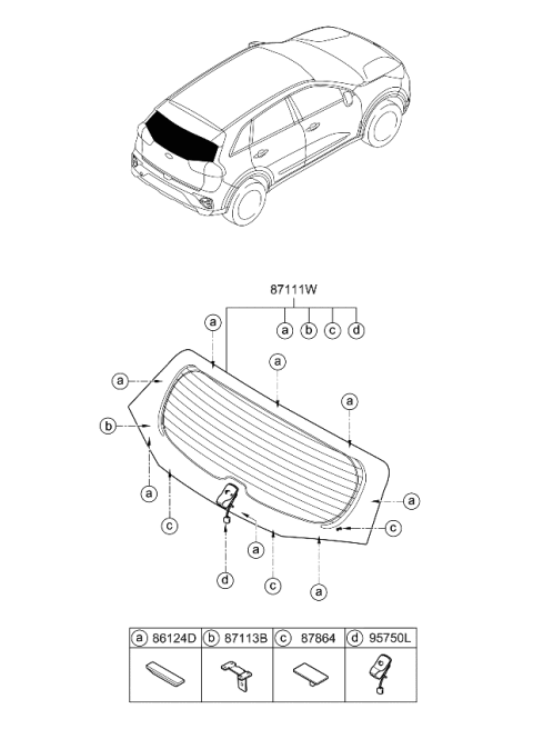 2021 Kia Niro Glass Assembly-Tail Gate Diagram for 87110G5650