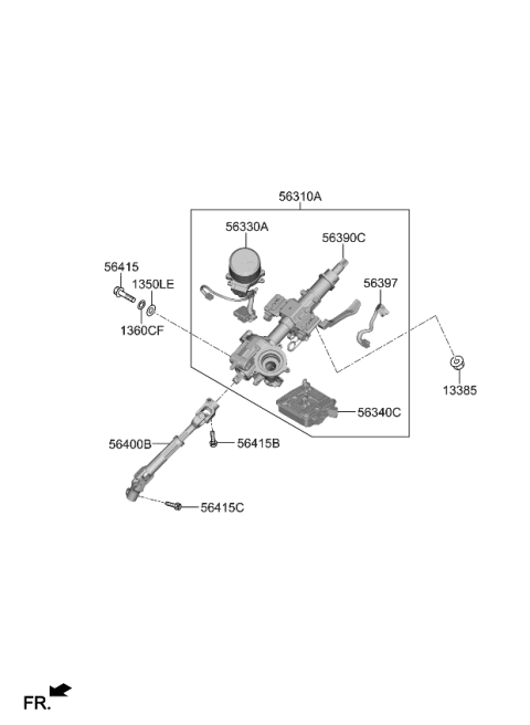 2022 Kia Niro Column & Housing Ass Diagram for 56390F2850