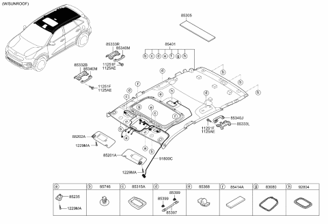 2020 Kia Niro Sunvisor & Head Lining Diagram 2