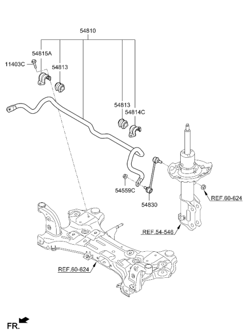 2021 Kia Niro Bar Assembly-Front Stabilizer Diagram for 54810G2000