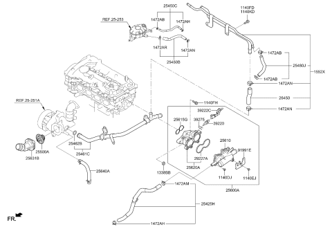 2021 Kia Niro Coolant Pipe & Hose Diagram