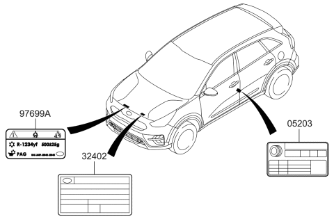 2021 Kia Niro LABEL-REFRIGERANT Diagram for 97699CH000