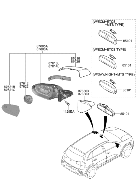 2020 Kia Niro G/HOLDER ASSY-O/S RR Diagram for 87621G5130