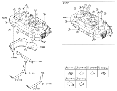 2020 Kia Niro Band Assembly-Fuel Tank Diagram for 31211G5000