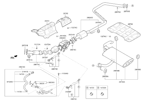 2022 Kia Niro Muffler & Exhaust Pipe Diagram